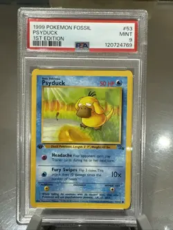 Pokemon Psyduck #53/62 Fossil Regular Card 1st Edition PSA 9 Mint - Image 1