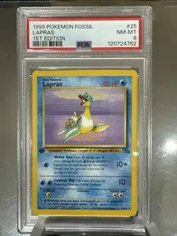 1999 Pokemon Fossil Lapras Non-Holo Card #25/62 PSA 8 NM-MT - Image 1
