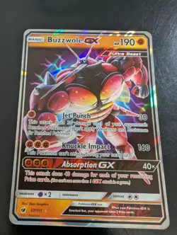 Buzzwole GX 57/111 - Crimson Invasion Holo Ultra Rare - Pokemon Card - Played - Image 1