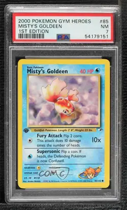 Misty's Goldeen 1st Ed. Pokemon Gym Heroes PSA 7 2000 - Image 1