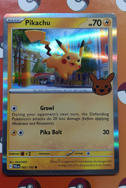 Pokemon - Pikachu 62/193 Trick or Trade Holo Common 2023 NM - Image 1