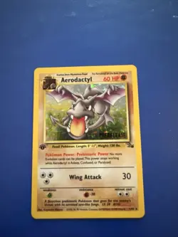 Pokemon Fossil 1st Edition Rare Holo Prerelease Aerodactyl Card 1/62 - Image 2