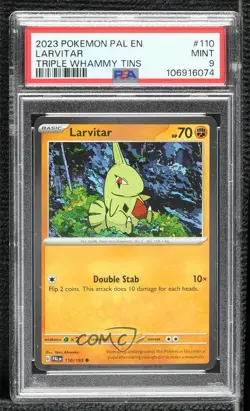 Cosmos Holo - Triple Whammy Tins Larvitar Pokemon SV02: Paldea Evolved PSA 9 - Image 1