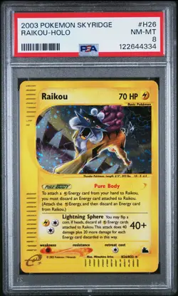 2003 POKEMON SKYRIDGE #H26 RAIKOU-HOLO PSA 8 - Image 1