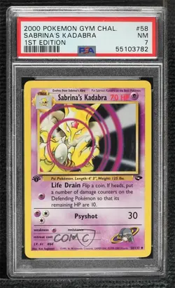 Sabrina's Kadabra 1st Ed. Pokemon Gym Challenge PSA 7 2000 - Image 1