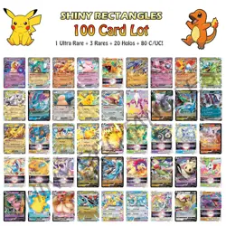 Pokemon 100 Card Lot with Ultra Rare + 3 Rares + 20 Holos + 80 C/UC English NM - Image 1