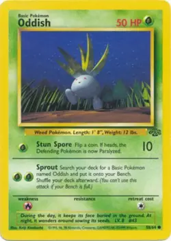 Oddish 58/64 Jungle Set Vintage 1999 Pokemon Card - LP - Image 1