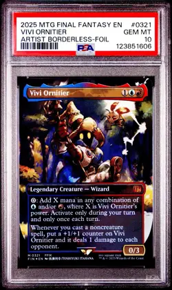 2025 MTG Final Fantasy VIVI ORNITIER * Artist Borderless Foil #0321 * PSA 10 - Image 1