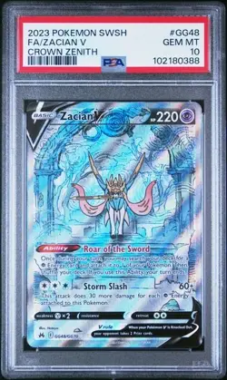 PSA 10 ZACIAN V GG48 CROWN ZENITH POKEMON GEM MINT - Image 1