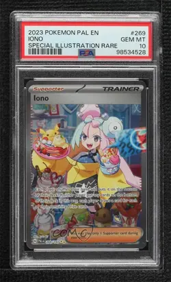 Iono Special Illustration Rare Pokemon SV02: Paldea Evolved PSA 10 GEM MT - Image 1
