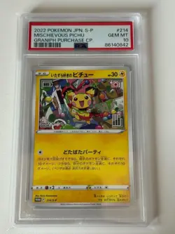 Mischievous Pikachu #214/S-p 2022 Sword & Shield Promo Card, PSA10 GEM MT - Image 1