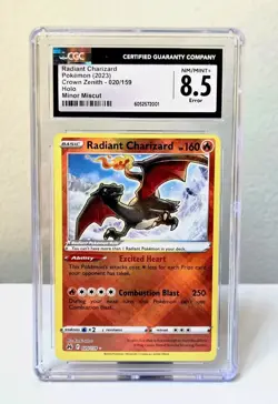 Error Miscut Radiant Charizard 020/159 Crown Zenith CGC 8.5 Grade Pokemon Card - Image 1