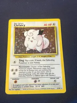 Clefairy 005/102 Base Set Holo wotc pokemon card played - Image 1