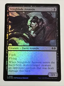 MTG Wilds of Eldraine Stingblade Assassin Foil 0109 NM - Image 1