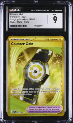 Counter Gain #249/191 English Hyper Rare CGC 9 2024 Pokemon Surging Sparks - Image 1