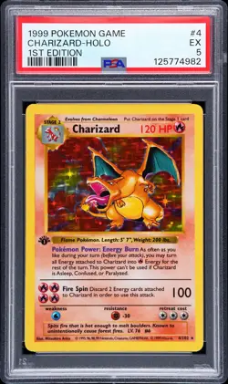 1999 POKEMON GAME 1ST ED #4 CHARIZARD-HOLO PSA 5 - Image 1
