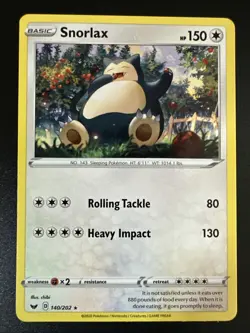 SNORLAX 140/202 SWORD SHIELD BASE NON HOLO POKEMON TCG NM - Image 1