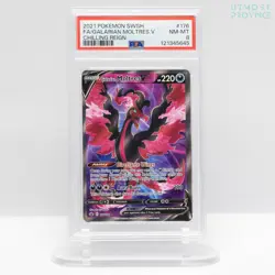 2021 Pokemon Sword & Shield Chilling Reign Full Art/Galarian Moltres V - PSA 8 - Image 1