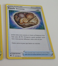 POKEMON ASTRES RADIEUX FRANCAISE CARD CARTE FOSSILE INCONNU 157/189 FR JCC NM - Image 1