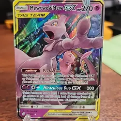 Mewtwo & Mew GX Holo Card 71/236 Unified Minds Tag Team Pokemon TCG - Image 1