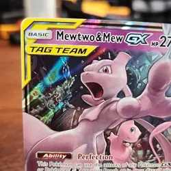 Mewtwo & Mew GX Holo Card 71/236 Unified Minds Tag Team Pokemon TCG - Image 2