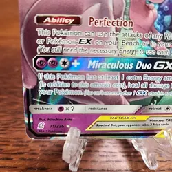Mewtwo & Mew GX Holo Card 71/236 Unified Minds Tag Team Pokemon TCG - Image 4