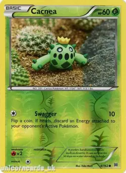 POKEMON CARD REVERSE HOLO CACNEA 4/162 NO 331 CACTUS POKEMON TCG CCG - Image 1