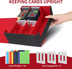 Card Deck Case for Trading Cards, 1800+ MTG Deck Box with Card Supporters & Divi - Image 4