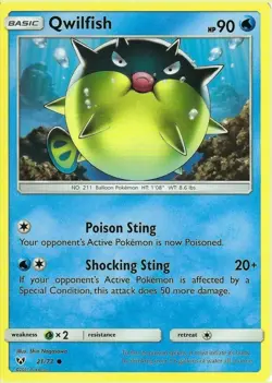 POKEMON CARD QWILFISH 21/73 NO 211 BALLOON POKEMON TCG CCG - Image 1
