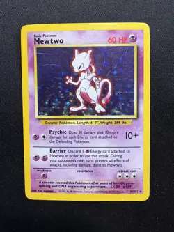 Mewtwo 10/102 Holo Rare Base Set 1999 Pokemon Card MP - Image 1