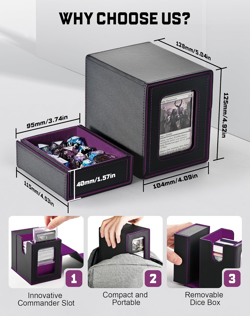MTG Commander Deck Box with Display Window, Deck Box Holds 100 Double-Sleeved Wi - Image 2
