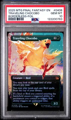 2025 MTG FINAL FANTASY BORDERLESS-FOIL #0406 TRAVELING CHOCOBO PSA 10 - Image 1