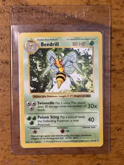 1999 Pokemon Base Set Shadowless #17 Beedrill Non Holo RARE TCG WOTC VINTAGE - Image 1