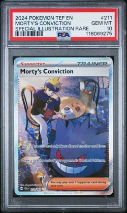 2024 POKEMON TEF EN-TEMPORAL FORCES #211 MORTY'S CONVICTION PSA 10 - Image 1