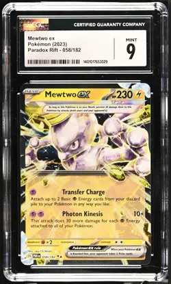 CGC 9 Mewtwo Ex 058/182 Paradox Rift - Mint+ Graded Pokemon Card - Image 1