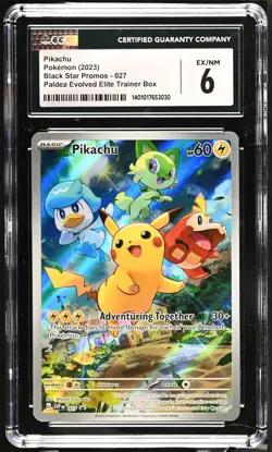 CGC 6 Pikachu Black Star Promo 027 Paldea Evolved - Mint+ Graded Pokemon Card - Image 1