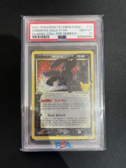 PSA 10 Umbreon Gold Star Holo 17/17 Celebrations Pokemon Card 25th anniversary - Image 1