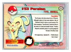 Persian #53 1999 Topps Pokemon TV Animation Pokemon Trading Card TCG 1999 - Image 2