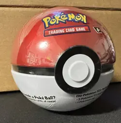 Sealed Pokemon Pokeball Red & White Ball Tin Include 3 Booster Packs & Coin-H24 - Image 1