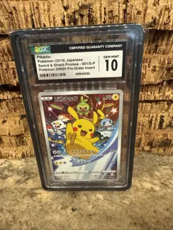 Pikachu Promo 001/S-P Sword & Shield Pokemon Japanese 2019 CGC 10 GEM MINT - Image 1