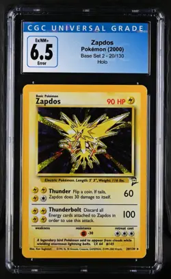 Pokemon CGC 6.5 Zapdos Holo - Base Set 2 20/130 - Additional Ink Error - Image 1