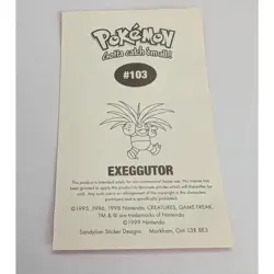 Exeggutor Sticker Pokemon 1999 Pokemon Vintage Nintendo Game Freak Creatures - Image 2