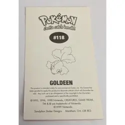 Goldeen Sticker Pokemon 1999 Pokemon Vintage Nintendo Game Freak Creatures - Image 2