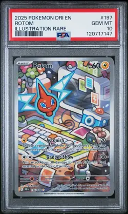 2025 POKEMON DRI EN-DESTINED RIVALS ILLUSTRATION RARE #197 ROTOM PSA 10 - Image 1