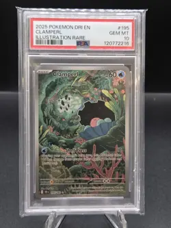2025 POKEMON DRI EN-DESTINED RIVALS ILLUSTRATION RARE #195 CLAMPERL PSA 10 - Image 1