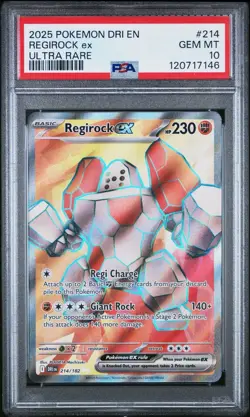 2025 POKEMON DRI EN-DESTINED RIVALS ULTRA RARE #214 REGIROCK EX PSA 10 - Image 1