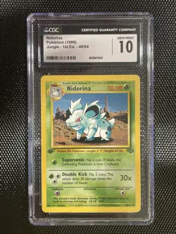 1999 POKEMON JUNGLE 1ST EDITION #40 NIDORINA CGC 10 GEM MINT - Image 1