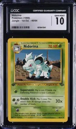 1999 POKEMON JUNGLE 1ST EDITION #40 NIDORINA CGC 10 GEM MINT - Image 2