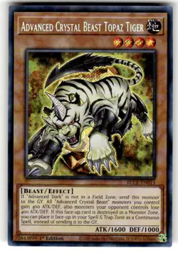 Yugioh! Advanced Crystal Beast Topaz Tiger - BLCR-EN013 - Secret Rare - 1st NM - Image 1