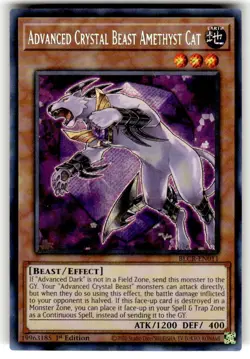Yugioh Advanced Crystal Beast Amethyst Cat BLCR-EN011 Secret 1st Ed Near Mint - Image 1
